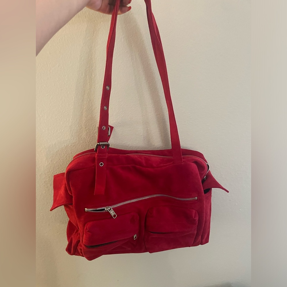 Samo Ondoh Pocket Utility Bag L Red Suede
